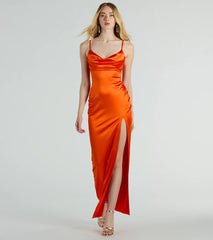 Laverne Formal Satin Lace-Up Column Dress