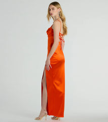 Laverne Formal Satin Lace-Up Column Dress