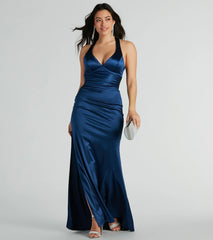 Sam Formal Satin Open Back Dress