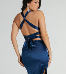 Sam Formal Satin Open Back Dress