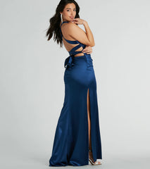 Sam Formal Satin Open Back Dress