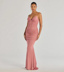 Lexi Formal Mesh Lace-Up Mermaid Long Dress