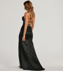 Melinda Satin Lace-Up Formal Dress