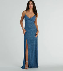 Elizabeth Cutout A-Line Slit Glitter Formal Dress