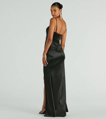 Stacie Satin Corset Wrap Formal Dress