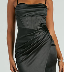 Stacie Satin Corset Wrap Formal Dress