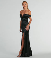Callie Off-The-Shoulder Mermaid Glitter Satin Formal Dress