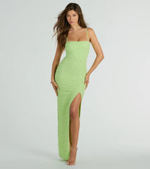 Valeria Square Neck Slim Faux Pearl Formal Dress