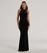 Nara Long Velvet Halter Mermaid Dress