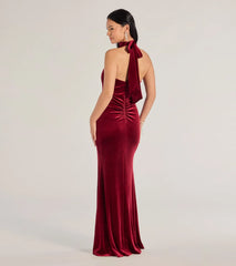 Nara Long Velvet Halter Mermaid Dress