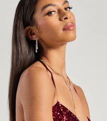 Meara Sequin Velvet Hight Slit Column Dress