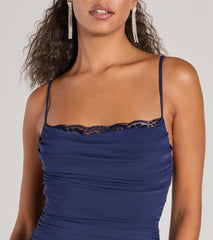 Julane Cowl Neck Ruched Column Dress