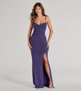 Analeah High-Slit Glitter Mermaid Dress