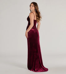 Fia Sleeveless Velvet Wrap Corset Mermaid Dress