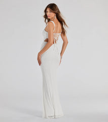 Kimia Beaded Lace-Up Column Dress