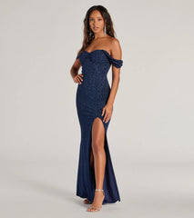 Tamara Off-The-Shoulder Mermaid Glitter Formal Dress
