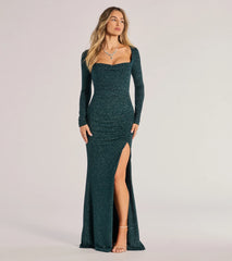 Audrina Glitter Knit Long Sleeve Column Dress