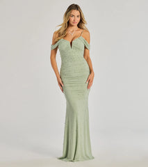 Charlene Formal Faux Pearl Mesh Mermaid Dress