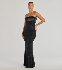 Stacey Strapless Sequin Beaded Mermaid Dress