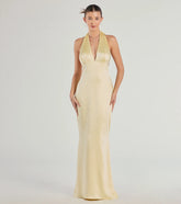 Erika Halter Satin Column Formal Dress