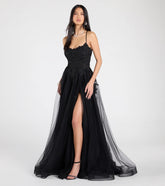 Julia Lace-Up Corset Slit A-Line Formal Dress