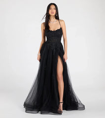 Julia Lace-Up Corset Slit A-Line Formal Dress