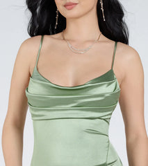 Laverne Formal Satin Lace-Up Column Dress