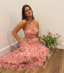 Kira Strapless Floral Tulle A-Line Formal Dress