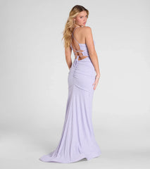 Leslie Lace-Up Mermaid Glitter Formal Dress