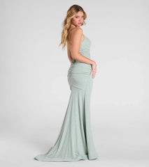 Leslie Lace-Up Mermaid Glitter Formal Dress