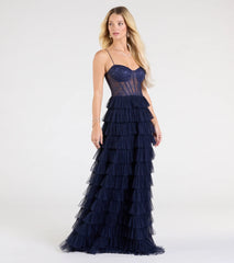 Ally Corset Ruffled Lace A-Line Formal Dress