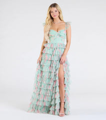Reyna Corset Slit A-Line Floral Formal Dress