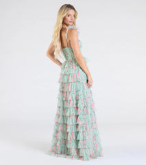 Reyna Corset Slit A-Line Floral Formal Dress