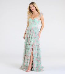 Reyna Corset Slit A-Line Floral Formal Dress