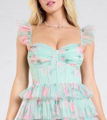 Reyna Corset Slit A-Line Floral Formal Dress