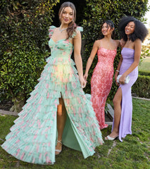 Reyna Corset Slit A-Line Floral Formal Dress