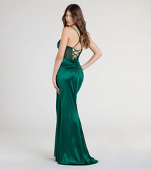 Gabbie Lace-Up Rhinestone Corset Satin Formal Dress