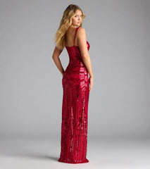 Elisa Iridescent Sequin High Slit Column Dress