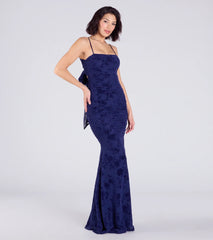 Jaymie Tie-Back Floral Velvet Mermaid Formal Dress
