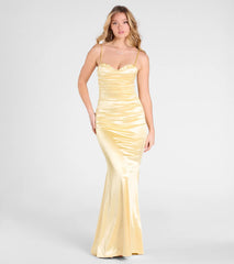 Shondra Sweetheart Applique Satin Mermaid Dress