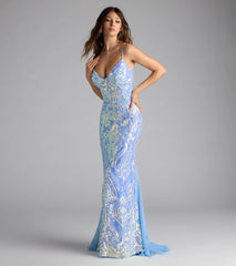 Ilse Sequin Mesh Lace-Up Mermaid Dress