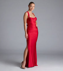 Whitney Lace-Up Slit Formal Dress