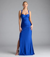 Whitney Lace-Up Slit Formal Dress