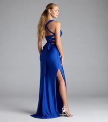 Whitney Lace-Up Slit Formal Dress