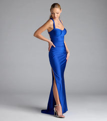Whitney Lace-Up Slit Formal Dress