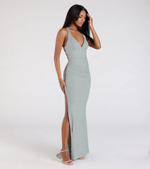 Ayla Lace-Up Slit Mermaid Glitter Formal Dress