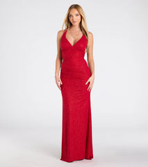 Ayla Lace-Up Slit Mermaid Glitter Formal Dress
