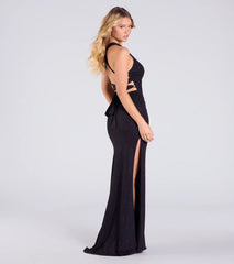Ayla Lace-Up Slit Mermaid Glitter Formal Dress