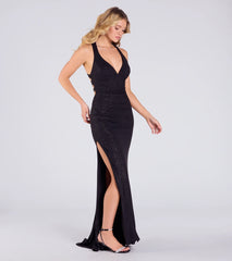 Ayla Lace-Up Slit Mermaid Glitter Formal Dress