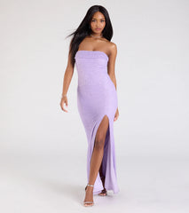 Cindy Beaded Strapless Column Formal Dress